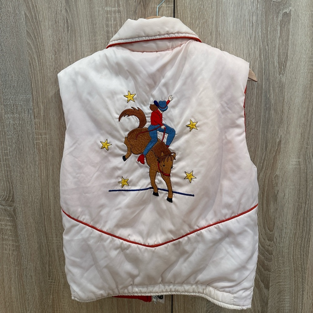 Pink vintage western puffer vest